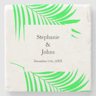 Palm Tree Leaf Green Leaves Elegant Wedding Stenen Onderzetter