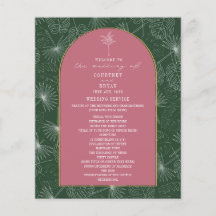 Palm Tree Leaf Pink & Green Wedding Program