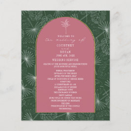 Palm Tree Leaf Pink & Green Wedding Program