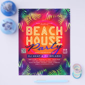 Palm Tree Leaves Beach House Party Club Event Ad Flyer (Enkel)