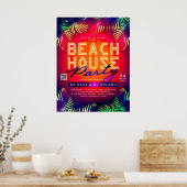 Palm Tree Leaves Beach House Party Club Event Ad Poster (Keuken)