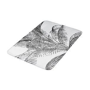 Palm Tree Leaves Black & White Abstract Pattern Badmat