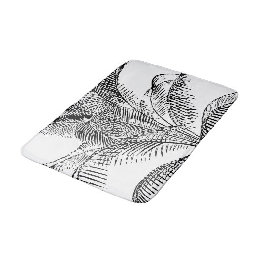 Palm Tree Leaves Black & White Abstract Pattern Badmat (Gekanteld)