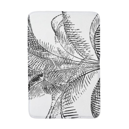Palm Tree Leaves Black & White Abstract Pattern Badmat (Voorkant Verticaal)