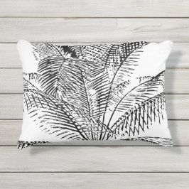 Palm Tree Leaves Black & White Abstract Pattern Buitenkussen