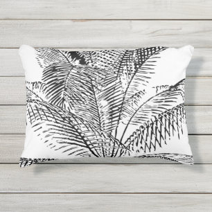 Palm Tree Leaves Black & White Abstract Pattern Buitenkussen