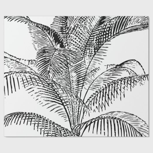 Palm Tree Leaves Black & White Abstract Pattern Cadeaupapier (Vlak)
