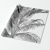 Palm Tree Leaves Black & White Abstract Pattern Cadeaupapier (Uitgerold)