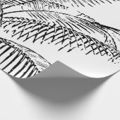 Palm Tree Leaves Black & White Abstract Pattern Cadeaupapier (Hoek)