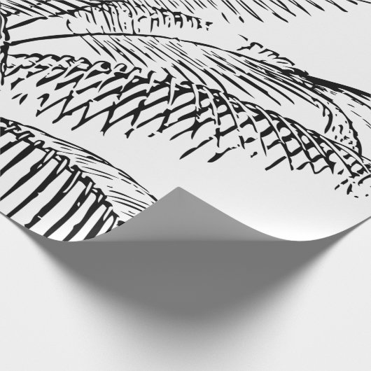 Palm Tree Leaves Black & White Abstract Pattern Cadeaupapier (Hoek)