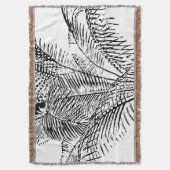 Palm Tree Leaves Black & White Abstract Pattern Deken (Voorkant Verticaal)