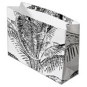 Palm Tree Leaves Black & White Abstract Pattern Groot Cadeauzakje (Achterkant Gekanteld)