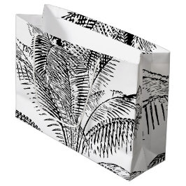 Palm Tree Leaves Black & White Abstract Pattern Groot Cadeauzakje