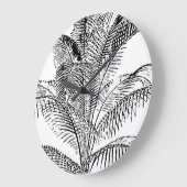 Palm Tree Leaves Black & White Abstract Pattern Grote Klok (Hoek)
