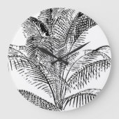 Palm Tree Leaves Black & White Abstract Pattern Grote Klok (Voorkant)