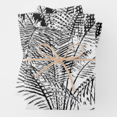 Palm Tree Leaves Black & White Abstract Pattern Inpakpapier Vel (In situ)