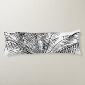 Palm Tree Leaves Black & White Abstract Pattern Lichaamskussen (Achterkant)