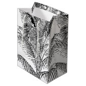 Palm Tree Leaves Black & White Abstract Pattern Medium Cadeauzakje (Voorkant Gekanteld)