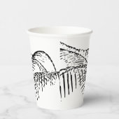 Palm Tree Leaves Black & White Abstract Pattern Papieren Bekers (Rechts)