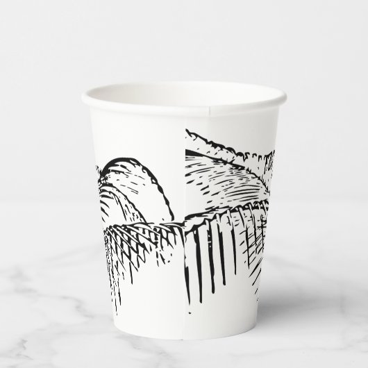 Palm Tree Leaves Black & White Abstract Pattern Papieren Bekers (Rechts)