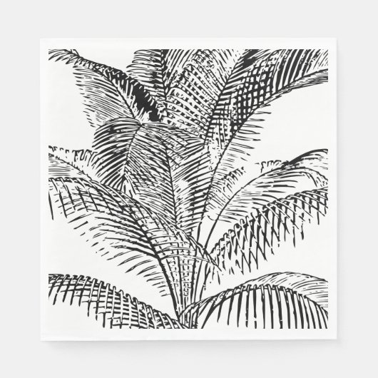 Palm Tree Leaves Black & White Abstract Pattern Servet (Voorkant)