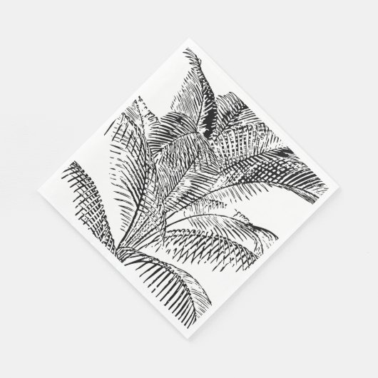 Palm Tree Leaves Black & White Abstract Pattern Servet (Hoek)