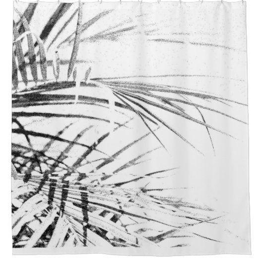 Palm Tree Leaves Minimalism Sketch Douchegordijn (Voorkant)