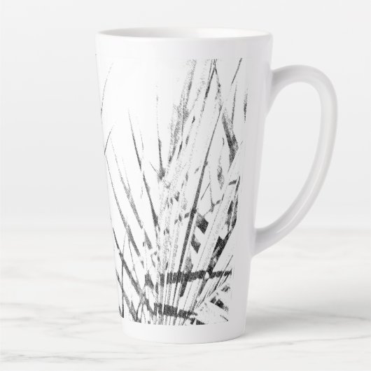 Palm Tree Leaves Minimalism Sketch Latte Mok (Rechts)