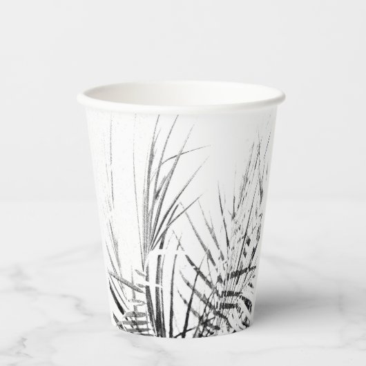 Palm Tree Leaves Minimalism Sketch Papieren Bekers (Voorkant)