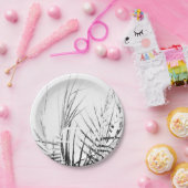 Palm Tree Leaves Minimalism Sketch Papieren Bordje (Feest)