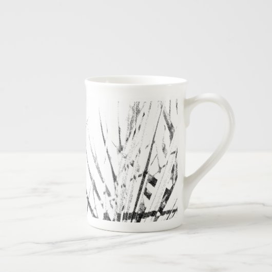 Palm Tree Leaves Minimalism Sketch Porselein Kop (Rechts)