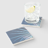 Palm Tree Leaves Minimalism Sketch Stenen Onderzetter (Zijkant)