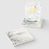 Palm Tree Leaves Minimalism Sketch Stenen Onderzetter (Zijkant)