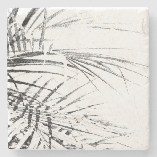 Palm Tree Leaves Minimalism Sketch Stenen Onderzetter (Voorkant)