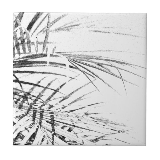 Palm Tree Leaves Minimalism Sketch Tegeltje (Voorkant)