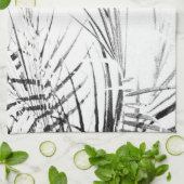 Palm Tree Leaves Minimalism Sketch Theedoek (Gevouwen)