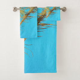 Palm Tree Leaves Turquoise Sky Bad Handdoek