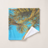 Palm Tree Leaves Turquoise Sky Bad Handdoek (Wasdoekje)