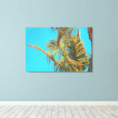 Palm Tree Leaves Turquoise Sky Canvas Afdruk (Insitu (Houten vloer))
