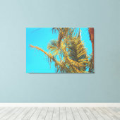 Palm Tree Leaves Turquoise Sky Canvas Afdruk (Insitu (Houten vloer))