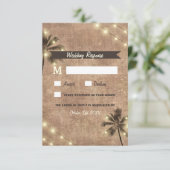 Palm Tree  Lights Strand Bruiloft RSVP Kaarten (Staand voorkant)