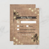 Palm Tree  Lights Strand Bruiloft RSVP Kaarten (Voorkant / Achterkant)