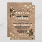 Palm Tree  Lights Strand bruiloft uitnodigingen (Voorkant / Achterkant)