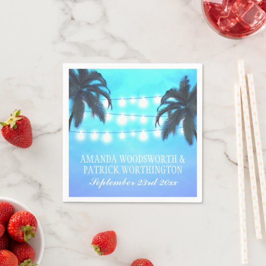 Palm Tree Lights Waterverf Sky bruiloft servetten (Insitu)