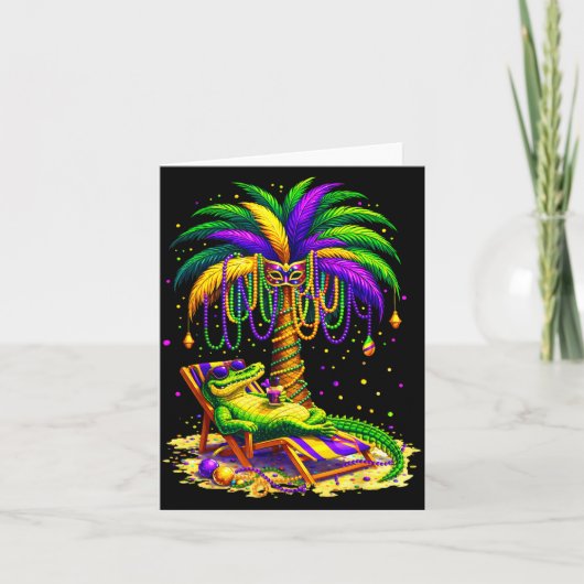 Palm Tree Mardi Gras Hawaiian Trocal Louisiana All Kaart (Voorkant)