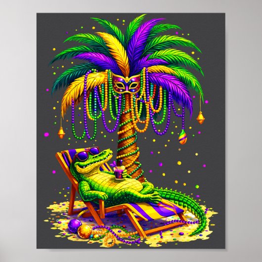 Palm Tree Mardi Gras Hawaiian Trocal Louisiana All Poster (Voorkant)