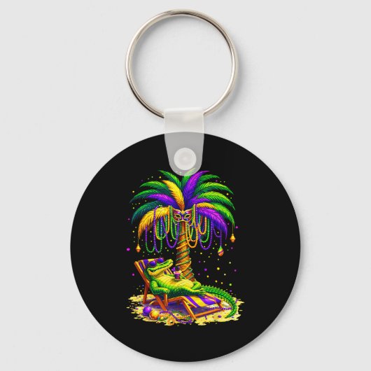 Palm Tree Mardi Gras Hawaiian Trocal Louisiana All Sleutelhanger (Voorkant)