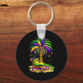 Palm Tree Mardi Gras Hawaiian Trocal Louisiana All Sleutelhanger (Voorkant)