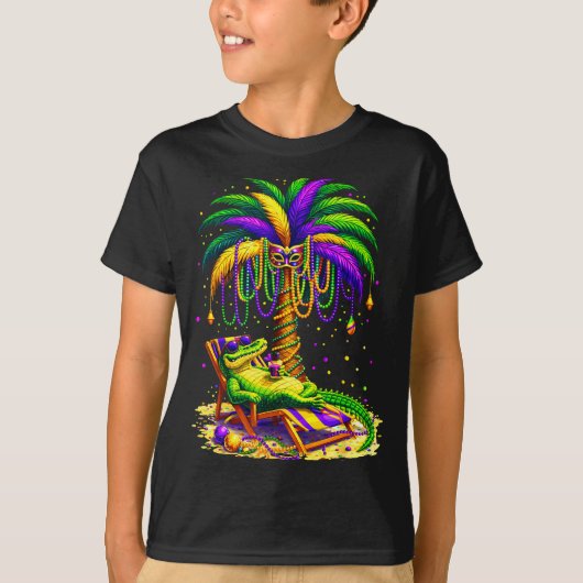 Palm Tree Mardi Gras Hawaiian Trocal Louisiana All T-shirt (Voorkant)