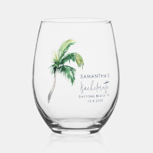 Palm Tree Meisjes Weekend Kustvrijgezellenfeest Wijnglas Zonder Voet